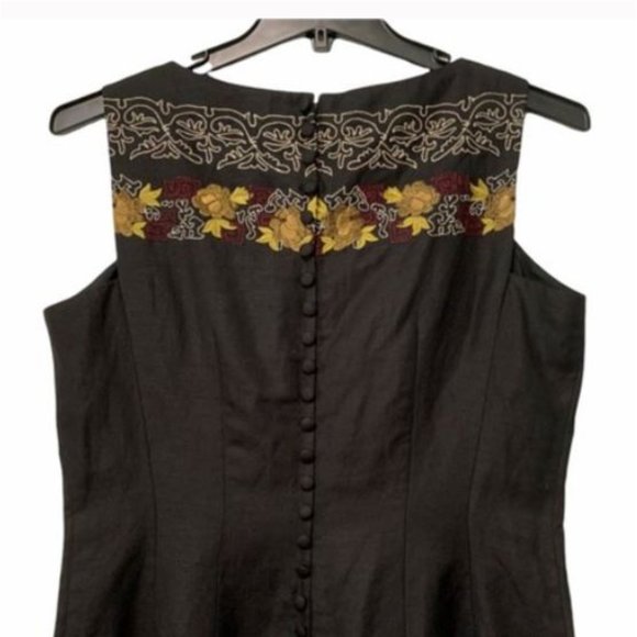 VTG Donna Morgan Black Midi Embroidered Dress sz14 - Picture 2 of 5